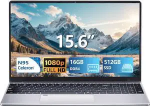 15.6 Inch Laptop, Gaming Laptop N95 Processor(Up to 3.4GHz) 1920X1080 FHD IPS Screen, laptops Computer 16GB DDR4 512GB SSD 180°Open Angle Fingerprint Unlock Backlit Keyboard WiFi for Business Student