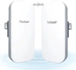 Todaair Secure 1640ft 2.4GHz Wireless Bridge, 1-Tap Pairing, CCTV Bullet Camera Support, POE Powered, 2-Pack Todaair Secure 1640ft 2.4GHz Wireless Bridge, 1-Tap Pairing, CCTV Bullet Camera Support, POE Powered, 2-Pack
