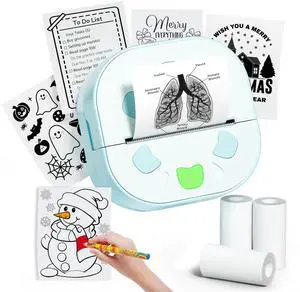 Mini Sticker Printer PrintPods, Portable Bluetooth Sticker Maker Machine with 3 Rolls Paper, D21 Thermal Inkless Photo Printer, Impresora Portátil for Phone DIY Photos Study Notes Journal Kids Gift