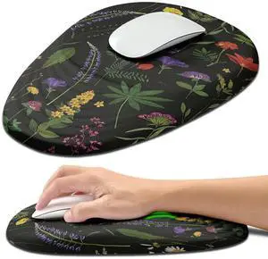 Hokafenle Ergonomic Mouse Pad Wrist Support with Stepped-Wedge Design, Wrist Rest Pain Relief Mousepad Filled with Memory Foam, Carpal Tunnel Mousepad for Wireless Mouse(12x8 inch, Foliage)