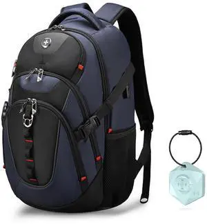 Swissdigital Design Travel Backpack for Men with Apple Find My, Laptop Backpack with USB Charging Port, RFID Protection, Add-A-Bag System - Travel Backpack for Men-Finder Color Random