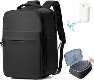 vivatote Vacuum Backpack Travel for Women Men, Airline Approved Vacuum Compression Backpack Bag Carry on Luggage Travel Essentials Backpacks with 15.6inch Laptop Compartment, Contain Pump, Black