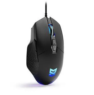 Ergonomic Wired Gaming Mouse, 7200 DPI Optical Sensor Adjustable, USB C, RGB LED Backlit Gaming Mice with 7 Programmable Buttons, Plug Play High-Precision for PC Laptop, Black
