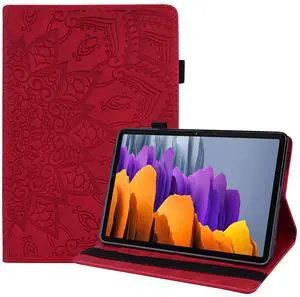 YBFJCE Case for Samsung Galaxy Tab S7 Plus 2020/S7 FE 2021/S8 Plus 2022 12.4", Slim Stand Shell Protective Case with Pencil Holder, Premium PU Leather Folio Cover for SM-T970/T976B/X800/X806, Red