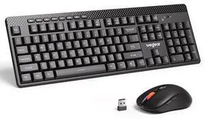 wegear Wireless Keyboard and Mouse Combo, 5-Level Adjustable 4000 DPI Mouse, Quiet 2.4G Full Size Keyboard with 8 Additional Shortcuts, Silent Typewriter for PC, Desktop, Laptop, MacBook