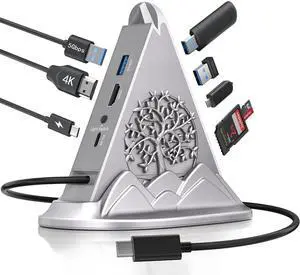 USB C Hub, 8 in 1 vertical Laptop Docking Station, USB C HUB for Laptop with 4K HDMI, 100W Power Charging, 5Gbps Type C 3.0, 3xUSB A 3.0 & RGB Lighting, SD/TF Slot for MacBook Air/Pro, iPad, iPhone 17