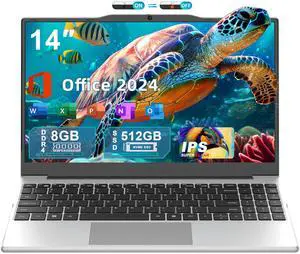 Nmybwo 14" Portable Laptop Computer, N5095 CPU,8GB RAM(Up to 64GB Expansion),512GB NVMe SSD,FHD IPS Display,Win 11 Pro,Numeric Keypad,2.4/5G WiFi,BT4.2,for Student and Business(Silver)