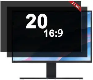 Vxaop [2 Pack] 20 Inch Computer Monitor Privacy Screen for 16:9 Aspect Ratio - Anti-Glare, Blue Light Filtering, Eye Protection, Removable Anti-Scratch Privacy Shield Screen 20in