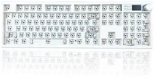 ZUOYA GMK104 Mechanical Keyboard Barebones,VIA Programmable Wireless BT5.0/2.4G/Type-C Gasket Mounted HotSwap Custom Barebones Keyboard Kit Full Size RGB Gaming DIY Key Board with Screen&Knob (White)