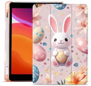 MAYCARI Easter Eggs Bunny Fashion Case for iPad 10.9 inch 2022 with Pencil Holder, Original Pattern iPad 10th Generation Soft TPU Back Protective Cover Shell, Auto Sleep/Wake Slim Shell - Pink