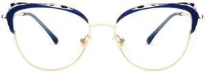 Zeelool Cat Eye Glasses Frames for Women Blue Non Prescription Eyeglasses Chic Designer Full Eyewear Glasses JGX982801-04
