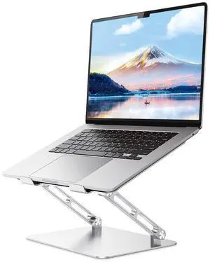 Adjustable Laptop Stand Ergonomic Computer Riser Aluminum Laptop Stand for Desk Portable Notebook Stand Laptop Riser Holder Compatible with 10-17.3 Laptops Tablets,Silver