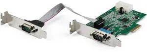 StarTech.com 2-port PCI Express RS232 Serial Adapter Card - PCIe RS232 Serial Host Controller Card - PCIe to Serial DB9 - 16950 UART - Low Profile Expansion Card - Windows & Linux , TAA (PEX2S953LP)