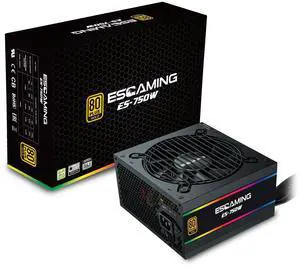 750W Power Supply, 80 Plus Gold Certified Non-Modular PSU with Active PFC, Quiet 120mm Cooling Fan for Gaming PC