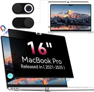Yklssm Magnetic Privacy Screen Compatible with MacBook Pro 16 Inch (2021-2025, M1, M2, M3, M4), 16inch Removable Matte Anti Blue Light Glare Private Filter Protector for Mac Pro 16.2" Laptop
