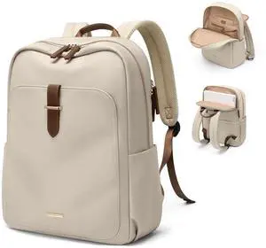 GOLF QUALITY Laptop Backpack for Women,Casual Work Business Backpacks Purse Carry on Travel Backpack,15.6 Inch,Apricot