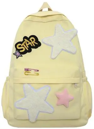 MININAI 2025 Preppy Backpack Trendy Y2K Stars Backpack Cute Aesthetic College Laptop Backpack Casual Daypack Y2k Accessories (Yellow,One Size)