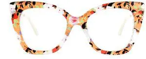 Zeelool Oversized Cat Eye Glasses Frames for Women Stylish Floral Eyeglasses Chic Non Prescription Full Eyewear JGX674221-03