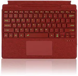 Type Cover for Microsoft Surface Pro 11 Pro 10 Pro 9 Pro 8 Pro X, 13 inch, Ultra-Slim Bluetooth Keyboard with Multi-Touchpad Mouse Rechargeable, 7-Color LED Backlit (Poppy Red with Backlit)