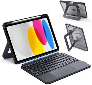 VOWUBO Detachable Magic Keyboard Case for iPad 11th (A16, 2025)/10th Generation (10.9-inch) 2022,Built-in Pencil Holder, 7-Colors Backlit Keyboard, Multi-Touch Trackpad, Multi-Angle Kickstand, Black