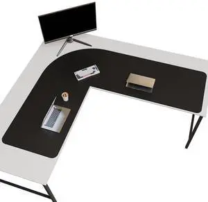 Vyaaa (59"+70.8") x 23.6" L Shaped Leather Desk Pad (Black), Dual-Sided Reversible PU Leather Desk Mat, Extra Large Mouse Pad, Compatible with L Shape Computer Desk for Home or Office