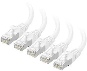 Cable Matters 10Gbps 5-Pack Snagless Shielded Cat 6A Ethernet Cable - 14ft, Cat 6A Cable, Cat6A Cord, Ethernet Cord, White