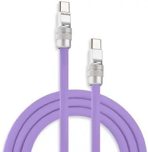 chubbycable Chubby 2.0 Fast Charging Cable Durable Soft Silicone USB C Cable 240W Extra Thick Charger Cord Compatible with iPhone 17-15 Series iPad, Light Purple, Type-C to Type-C, 8.2FT