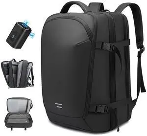 TANGCOLR Vacuum Travel Backpack with Pump for Men Women, 47L Expandable Vacpack Laptop Backpack Flight Approved with Vacuum Compression System