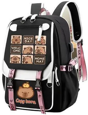kiobrvhe Capybara Print Backpack Gift for Women Polyester Bag Print Travel Bags Stylish Laptop Large Capacity Canvas Bag (Style D)