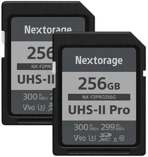 Nextorage 256GB SDXC UHS-II V90 SD Card Japanese Brand pSLC Max. Write Speed 299MB/s Max. Read Speed 300MB/s 4K Recording F2PRO Series 2PX-F2PRO256G SDXC Card for Digital Camera