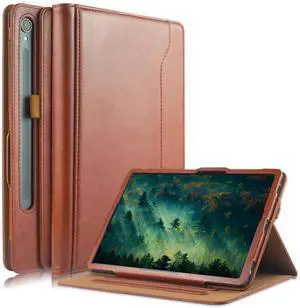 DINGGUAGUA Cases Compatible with Samsung Galaxy Tab S10 Plus 2024/ S9 Plus/ S9 FE Plus 5G 12.4 Inch 2023 S8+ Plus Tablet PU Leather Business Cover with 360 Rotating Case Auto Wake/Sleep,Brown