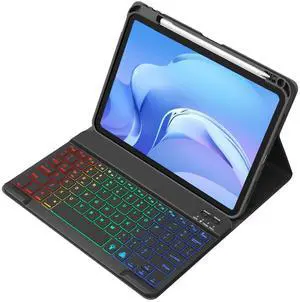 Akkerds for iPad A16 Case with Keyboard - 7 Colors Backlit Keyboard for iPad 10th Generation/iPad Air 11 Inch - Wireless Folio Cover for iPad Air 10.9 Inch/iPad Pro 11 Inch 2022/2021/2020 (Black)
