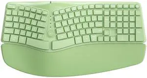 TISHLED Bow Split Ergonomic Keyboard Wireless with Cushioned Wrist & Palm Rest, Wireless 2.4G/Bluetooth/Wired USB-C, Comfortable Natural Typing, Compatible with Windows/Mac/PC/Laptop, Matcha Green