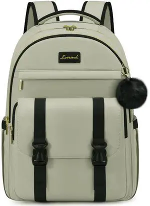 LOVEVOOK School Backpack for Teen Girls, Student Backpack Purse for 14-16 Teenage, Cute Kid Bookbag, Back to School Backpacks Fit 15.6 Inch Laptop, Large College Travel Bag, Pea Green