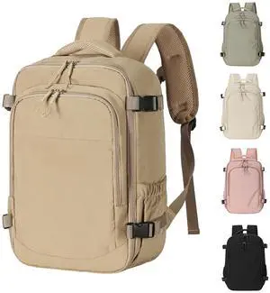 RELITRK Travel Backpack For Women Men,Airline Approved Carry on Backpack,Casual Daypack for Business Travel Essentials (Khaki)