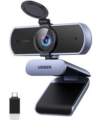 UGREEN 4K Webcam for PC Ultra HD Web Camera with Microphone, Privacy Cover, 70° Fov, PDAF Autofocus, USB A & USB C Adapter, Plug & Play, for Streaming, Conference, Zoom, Switch 2