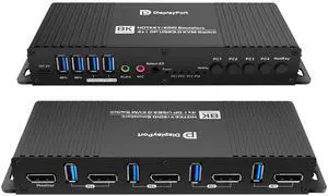 Kvm Displayport EDID 1 Monitors 4 Computers 4K 144Hz Hotkey Switching edid kvm Switches Laptop Desktop pc 1 Monitors Displayport 1.4 1440P 144Hz 165Hz 240hz Single Monitor Hotkey