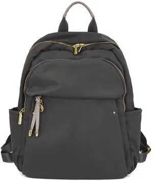 M-ioi-M Medium Backpack Purse for Women, Fashion Nylon Daypack with Gold Hardware, Lightweight Water-Resistant Rucksack for College, Work, Travel, Everyday Use, Fits 1314" Laptop (Space Gray,Medium)