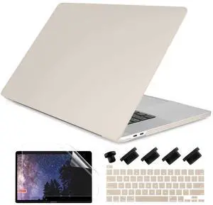 DONGKE Compatible with Older MacBook Pro 16 inch Case 2020 2019 A2141, Matte Plastic Hard Shell Case & Keyboard Cover for MacBook Pro 16 inch with Retina & Touch Bar Fits Touch ID, Stone