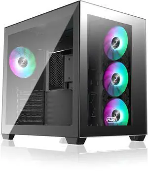 RAIJINTEK Paean C7 Black TG4, ATX PC Case, Dual Chamber Design, Tempered Glass Side Panel, Front I/O USB Type-C Port, Magnetic Design Dust Filter, Pre-Installed 4x120mm Fan(0R20B00234)