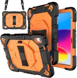 KepaiTok Case for iPad (A16) 11thGeneration 11 Inch 2025/iPad 10th Generation 10.9''Cover Compatible with iPad 10th Gen 10.9'', Hand Strap, Shoulder Strap, Pencil Holder(Orange+Black)