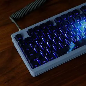 Dark Blue and Black PBT Cherry Profile Keycap, Side Print Shine Through Key Cap for Mechanical Gaming Keyboard (135 Keys Only Custom Keycap Set)