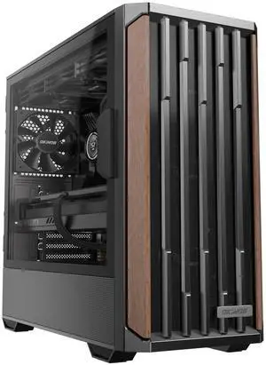 Okinos Genuine Walnut Wood PC Case, Support 360mm Radiator on Top, Pre-Installed 4 x 120mm PWM Fans ATX Case, Type-C Port, Magnetic Tempered Glass Side Panel, Black Computer Case, Cypress 7