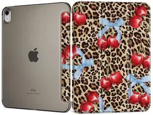 DONGKE for iPad 11th Generation Case 11 Inch 2025 (A16 Chip) & iPad 10th Generation 10.9 Inch 2022, Slim Foldable Stand Hard PC Translucent Back Shell Smart Cover - [Auto Wake/Sleep] - Leopard
