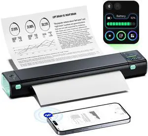 Phomemo Portable Printer with Touchscreen, Upgraded M08D Bluetooth Wireless Thermal Inkless Printer, Supports 8.5"x11" US Letter & A4, Compatible with iOS, Android, PC for Travel, Black