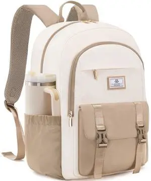 LOVEVOOK School Backpack for Girls Boys,Bookbag for Teen with Pouch Pocket for Large Capacity Cup, Waterproof School Bookbag, Preppy Backpack Travel Daypack with 15.6 inch Laptop Compartment