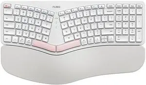 Nulea Wireless Ergonomic Keyboard, Split Keyboard with Cushioned Wrist Rest, Bluetooth and USB Connectivity, USB-C Rechargeable, Compatible with Windows Mac (White Pink)