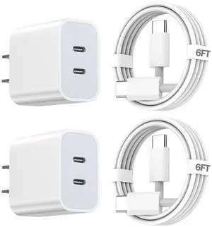 iPhone 15 Charger,Apple Charger Fast Charging,2Pack Dual Port Power Delivery Apple Charging Block,6FT USB C to C iPhone 17 Charge Cable,USB C Charge for iPhone 17/17 Air/16/15 Pro/iPad Pro/Air/Mini