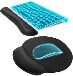 KTRIO Ergonomic Keyboard Wrist Rest, Memory Foam Wrist Rest for Computer Keyboard, Mouse Pad Set for Easy Typing & Pain Relief for Office & Home, Black