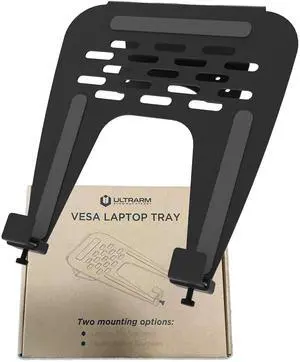 ULTRARM Laptop Tray Steel Notebook Holder for Monitor Arm Desk Mount Stand Fits VESA 75/100 Mounting Holes 29lbs Capacity with Vented Cooling Platform Smooth Laptop Access Design, Black, MAAC-L